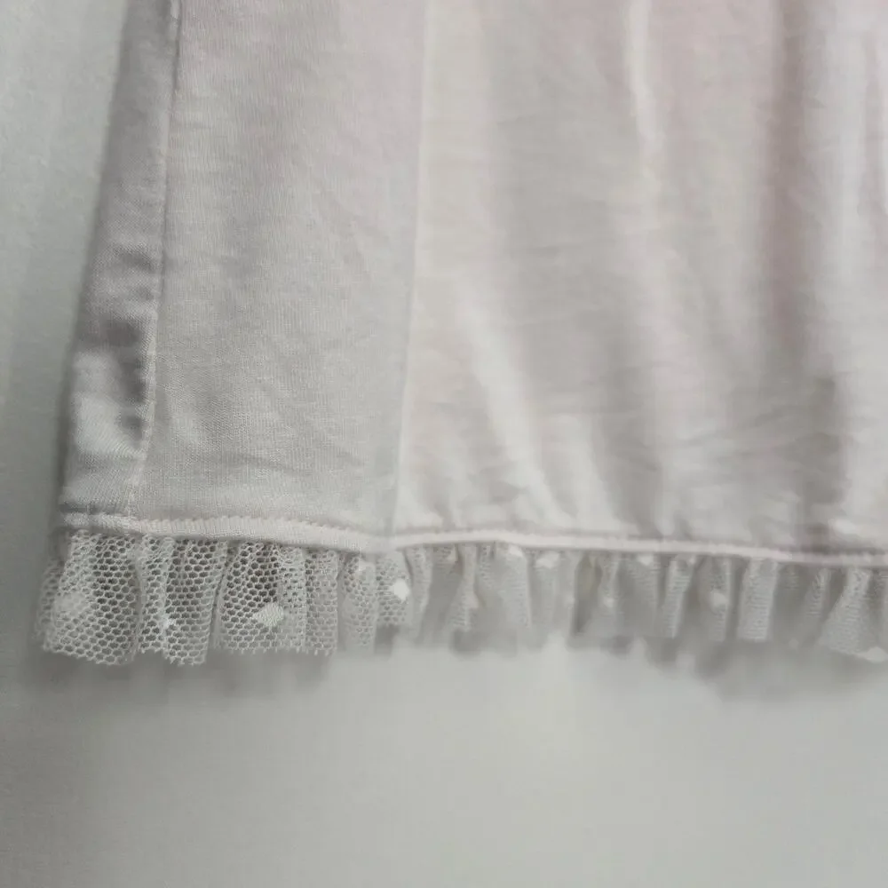 Eberjey Ruthie Short Sleeve Ruffle Pajama Top Size S Cream Modal Soft Cozy
